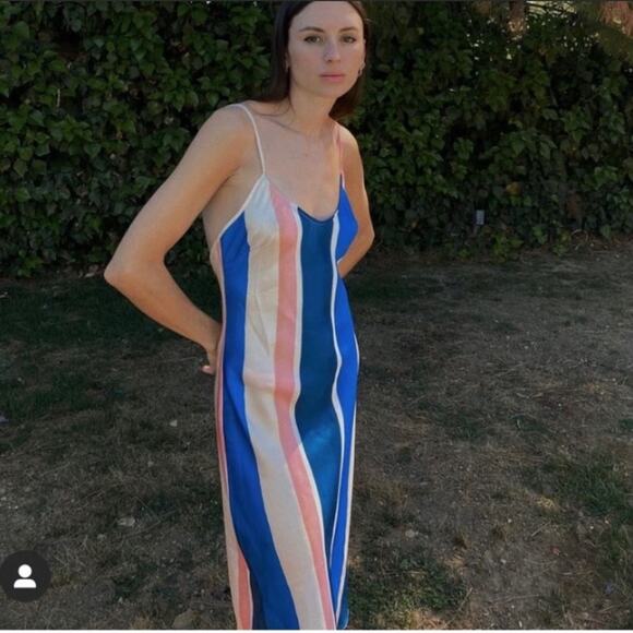LEMLEM x H&M Stripe Satin Dress Size Small - Picture 1 of 8